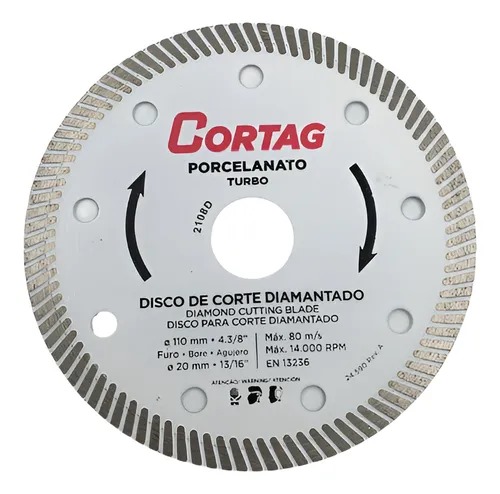 DISCO DE CORTE PORCELANATO CORTAG TURBO